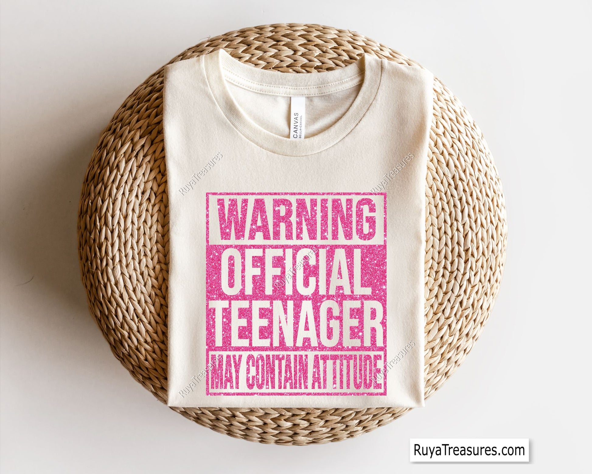 Warning official teenager may contain attitude funny quote design in bold typography for apparel gifts and teen projects