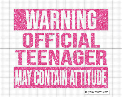 Warning Official Teenager May Contain Attitude svg