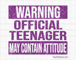 Warning Official Teenager May Contain Attitude svg