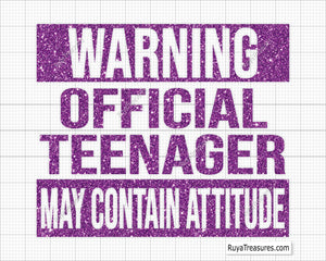 Warning Official Teenager May Contain Attitude svg