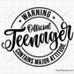 Official Teenager Svg Png