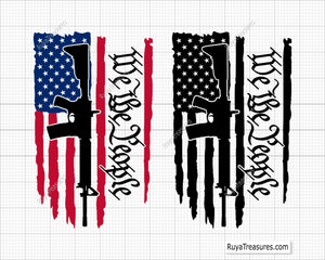 We The People Flag with AR-15 Gun Svg
