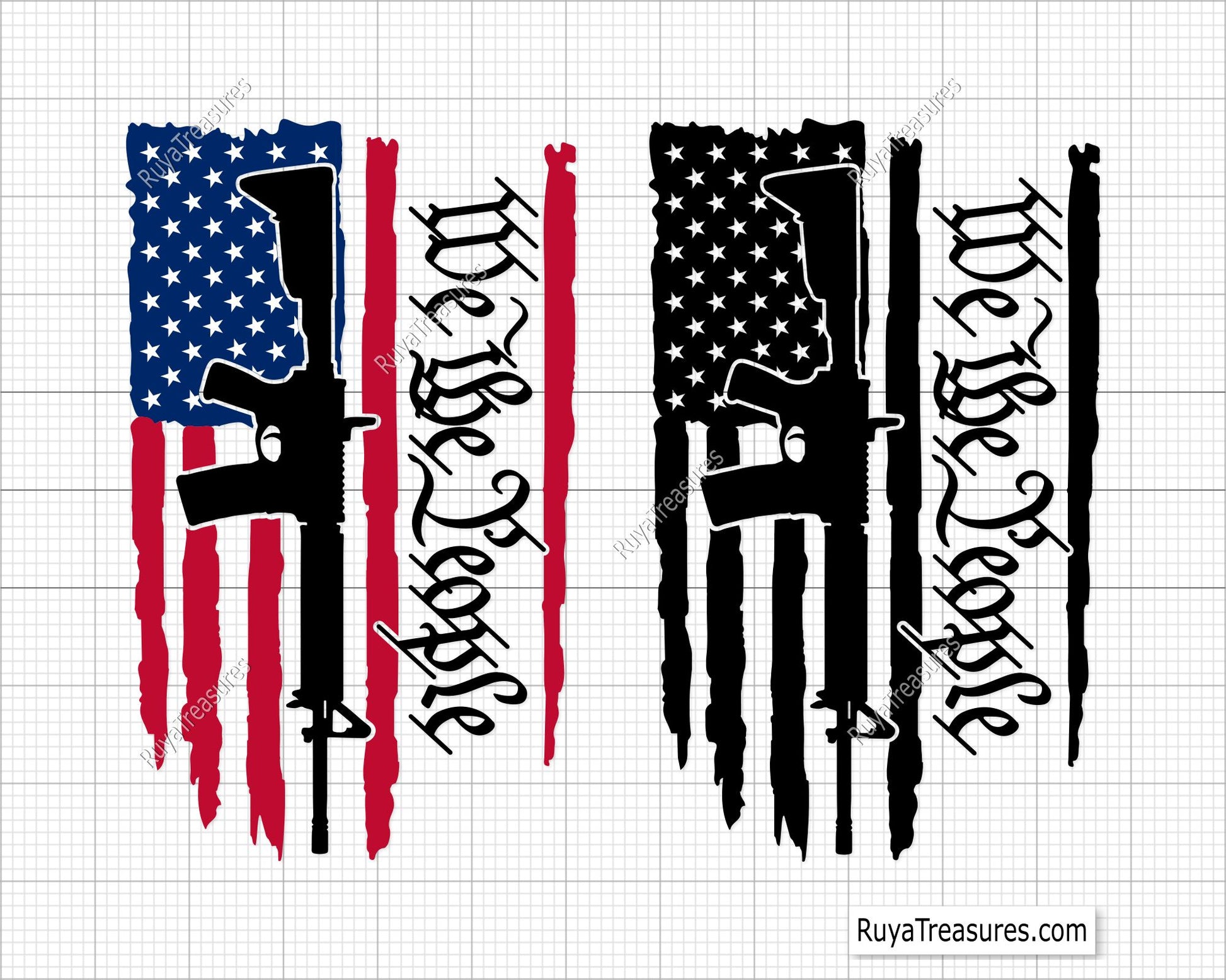 We The People Flag with AR-15 Gun Svg