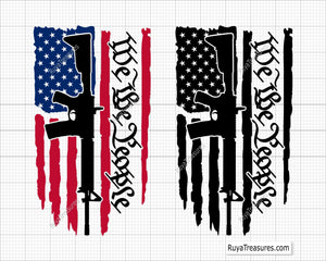 We The People Flag with AR-15 Gun Svg 