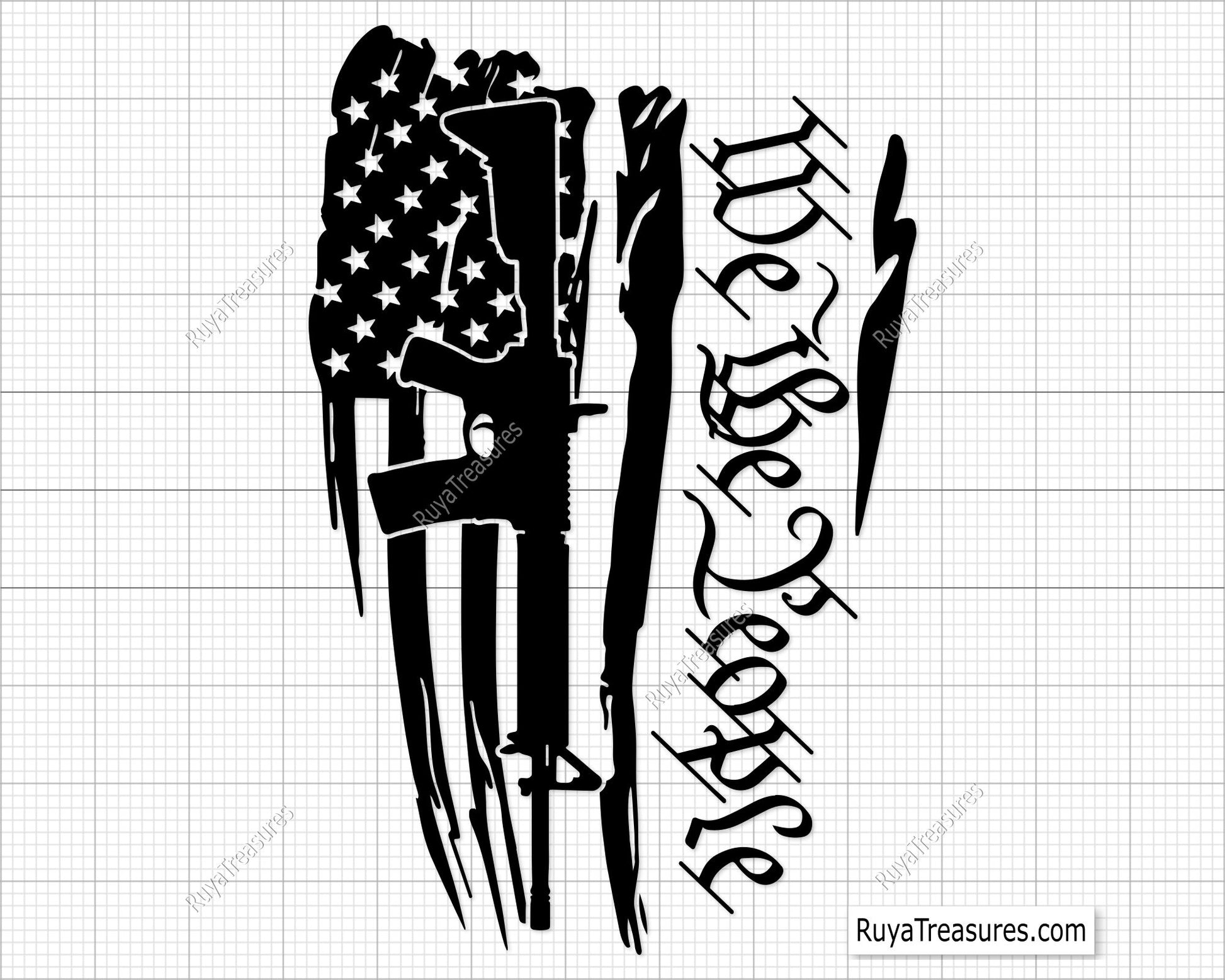 We The People Flag with AR-15 Gun Svg
