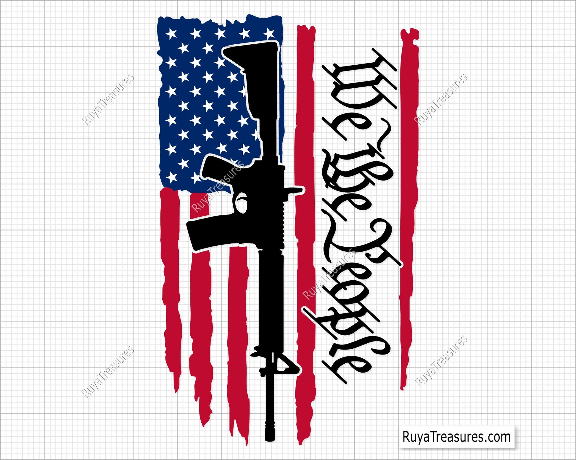 We The People Flag with AR-15 Gun Svg