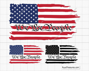 We the People Distressed Flag Svg