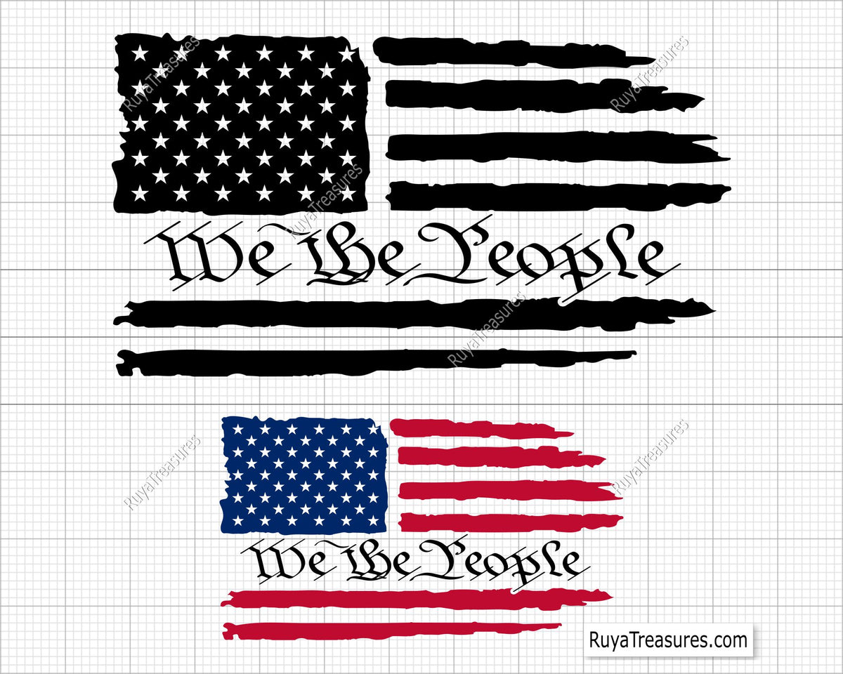 We the People Distressed Flag Svg