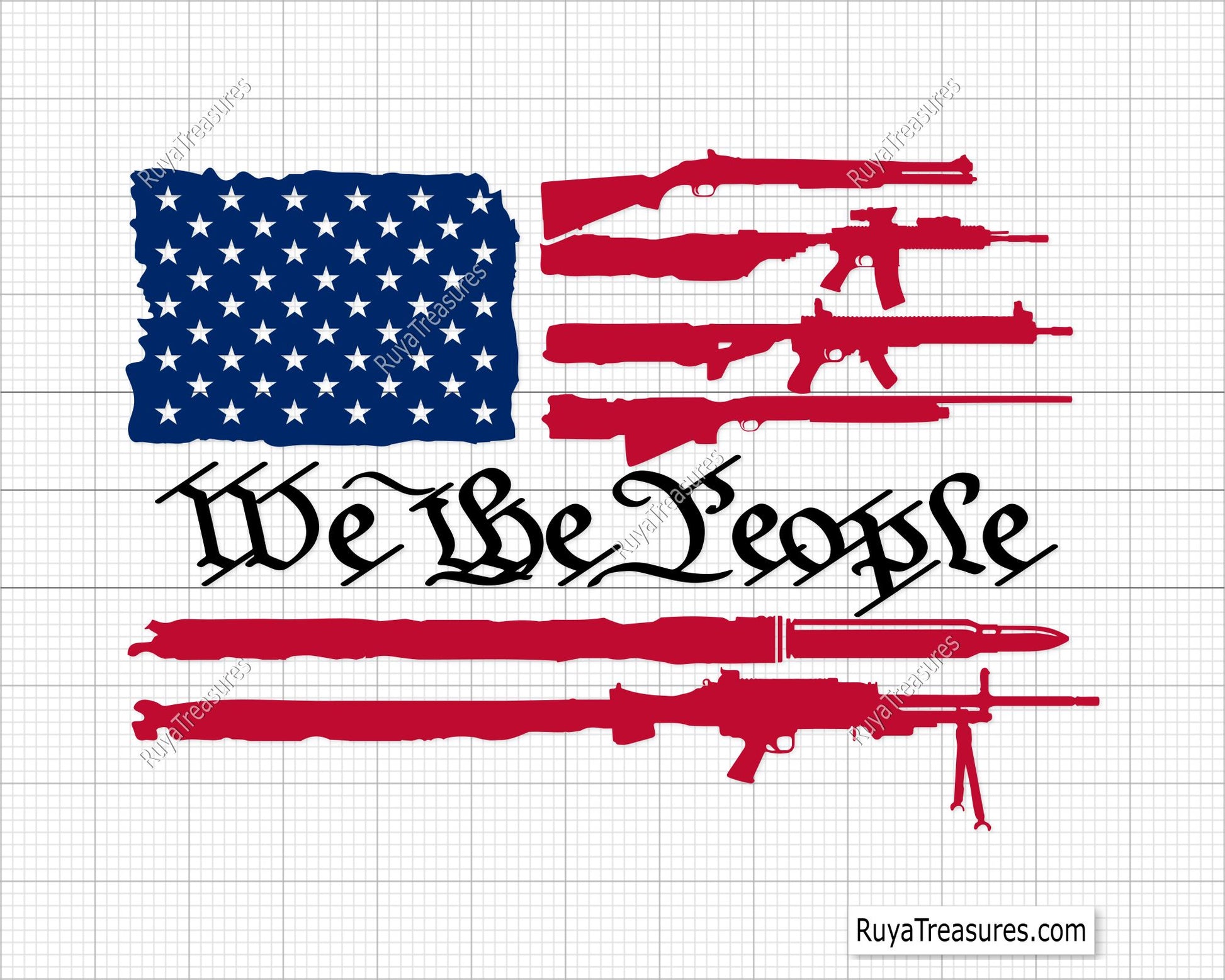 We the People Guns Flag Svg