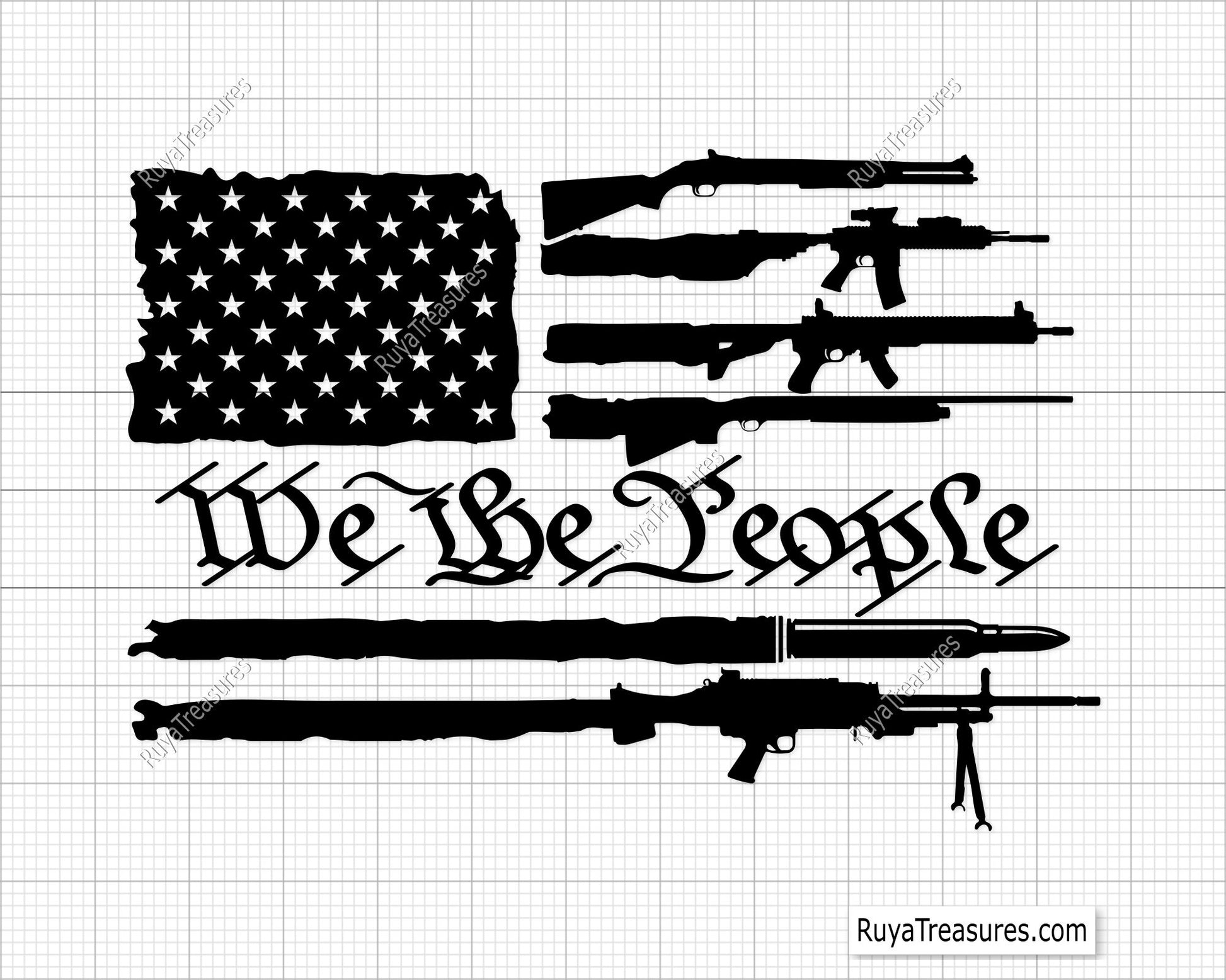 We the People Guns Flag Svg