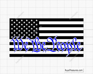 We the People Thin Blue Line Flag Svg