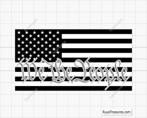 We the People Thin Gray Line Flag Svg