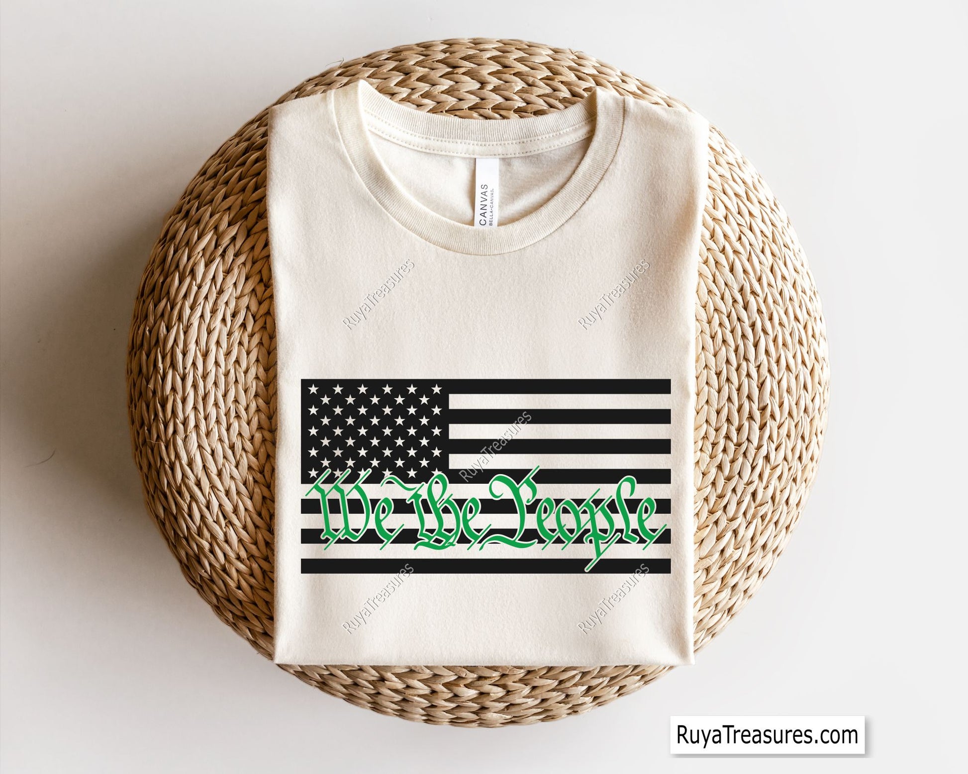 We the People Thin Green Line Flag Svg