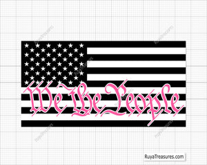 We the People Thin Pink Line Flag Svg