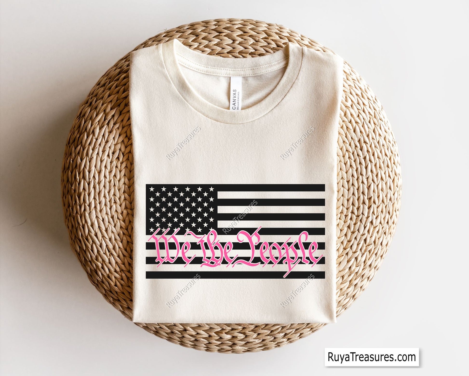 We the People Thin Pink Line Flag Svg