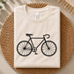 Cycling bike design, simple black road bicycle silhouette with pedals, frame, and spoke wheels, cycling fans, gifts, apparel, and DIY projects.