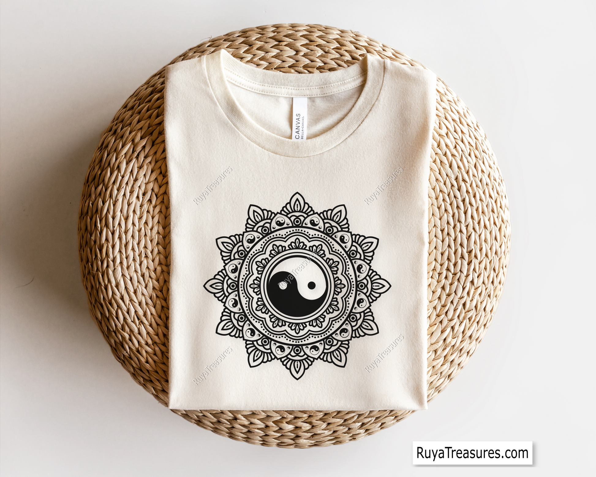 Yin and Yang Zentangle SVG PNG with intricate mandala details, symbolizing harmony and balance, ideal for creative digital projects