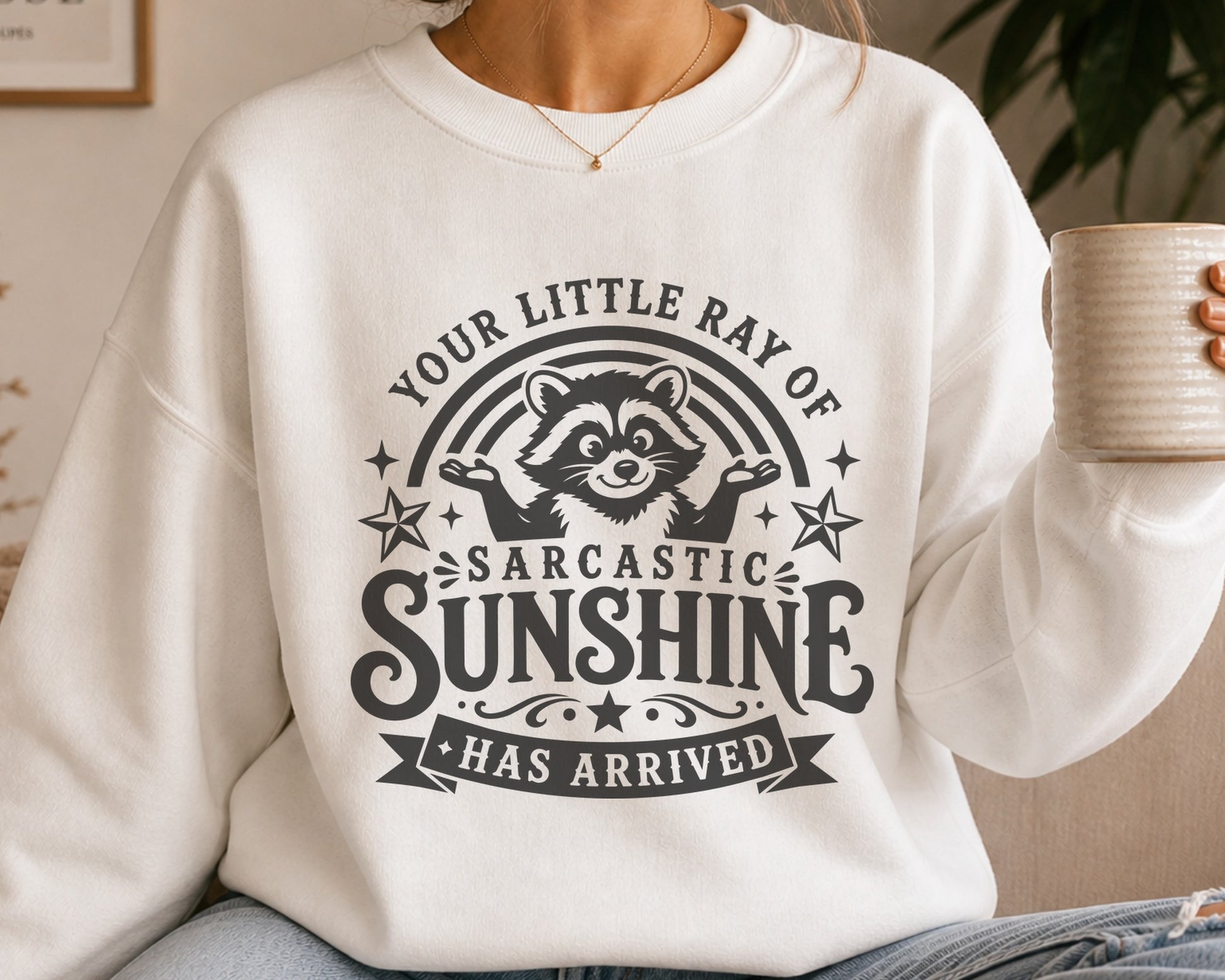 Your Little Ray Of Sarcastic Sunshine Funny Raccoon digital graphic; digital design displayed in a clearly labelled mockup