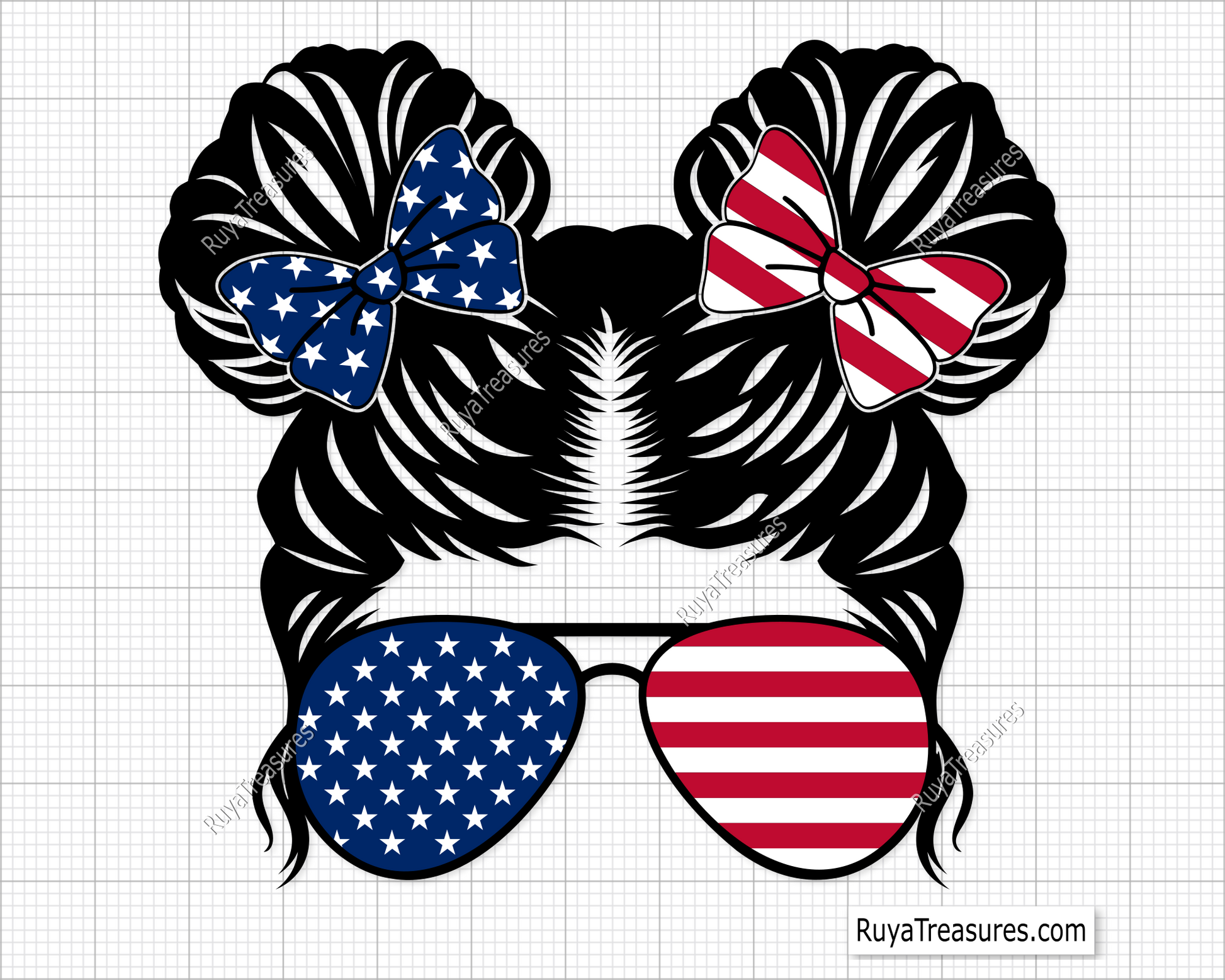 American Kidlife Messy Bun svg