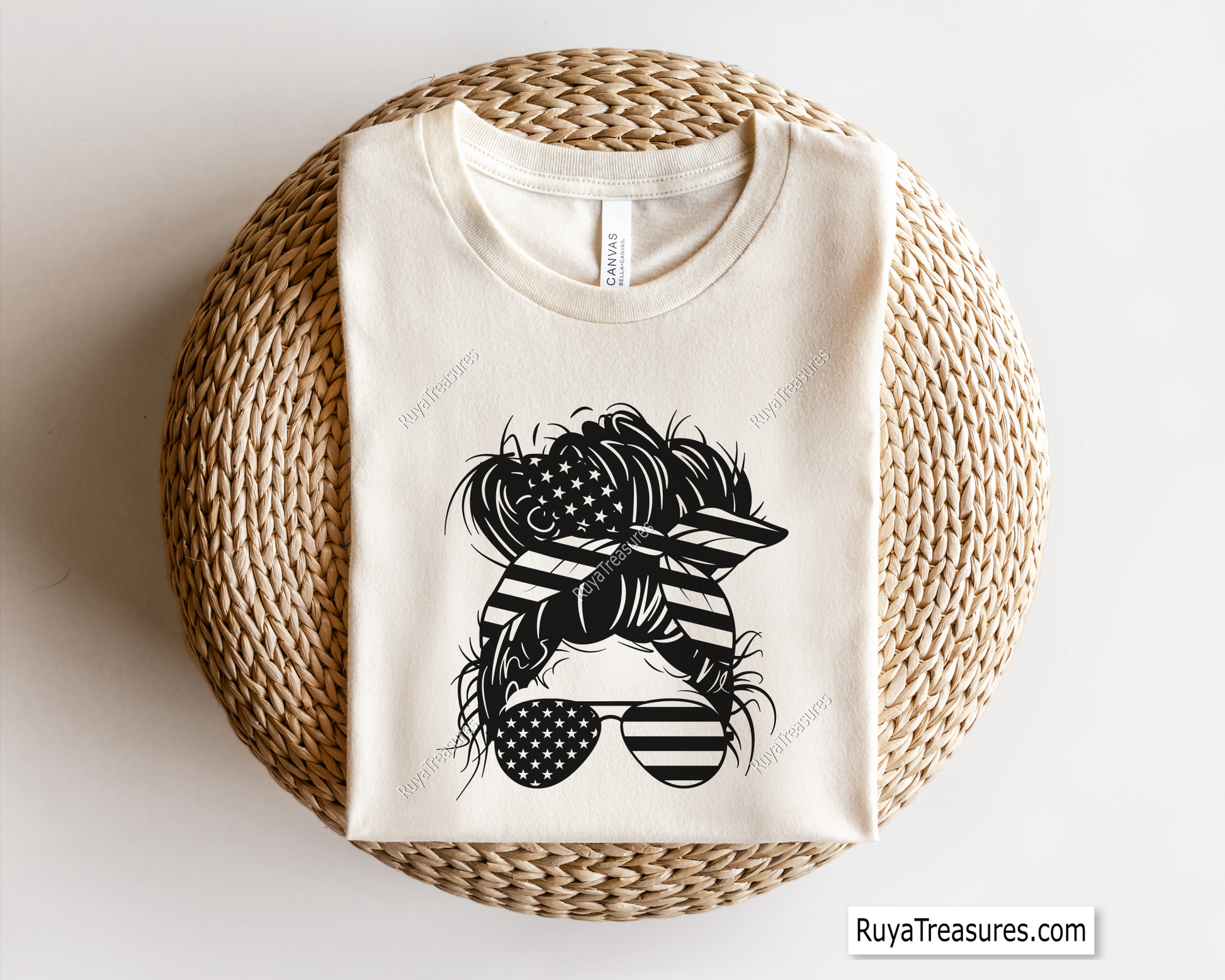 4th of July Messy Bun svg