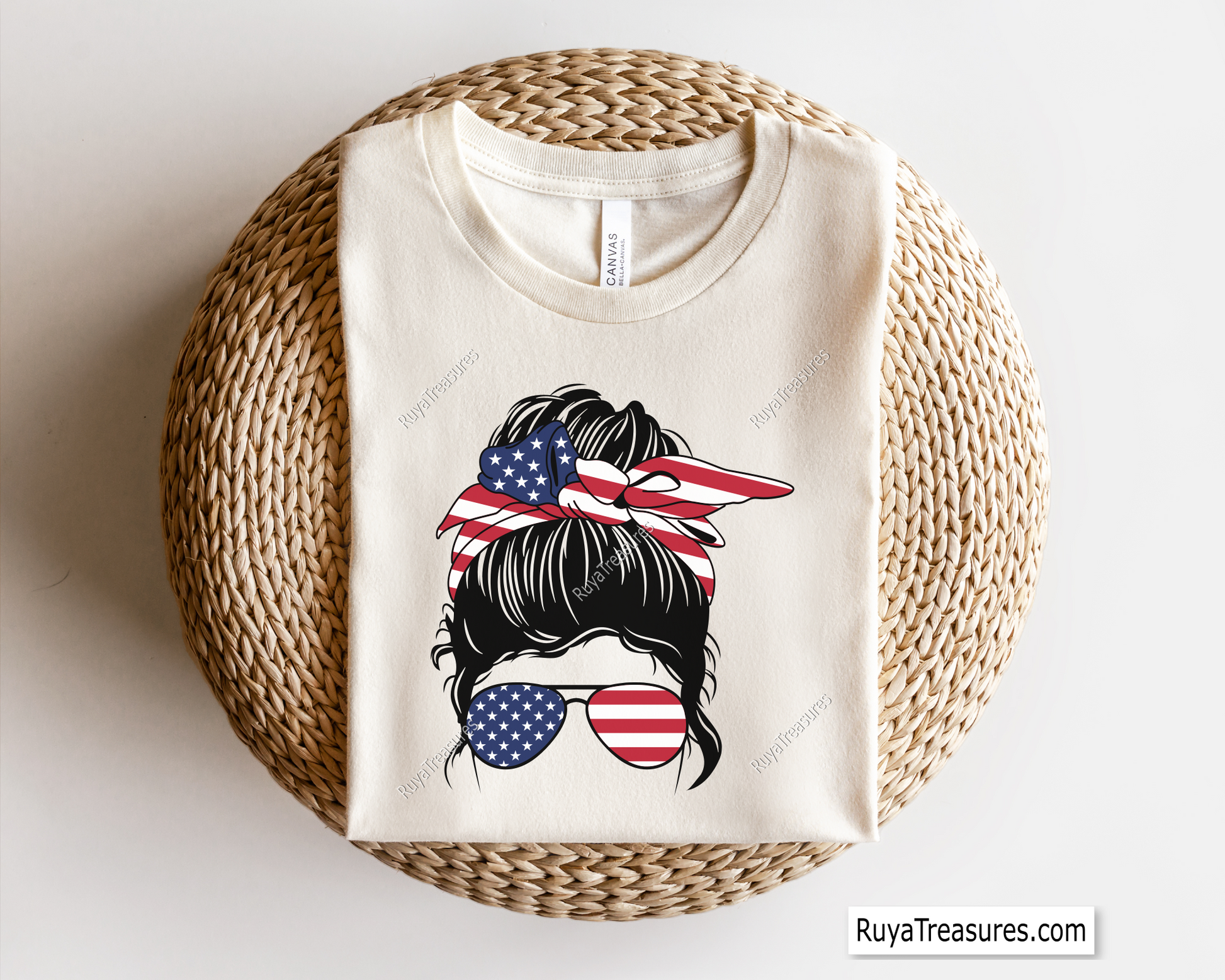 Messy Bun Patriotic svg