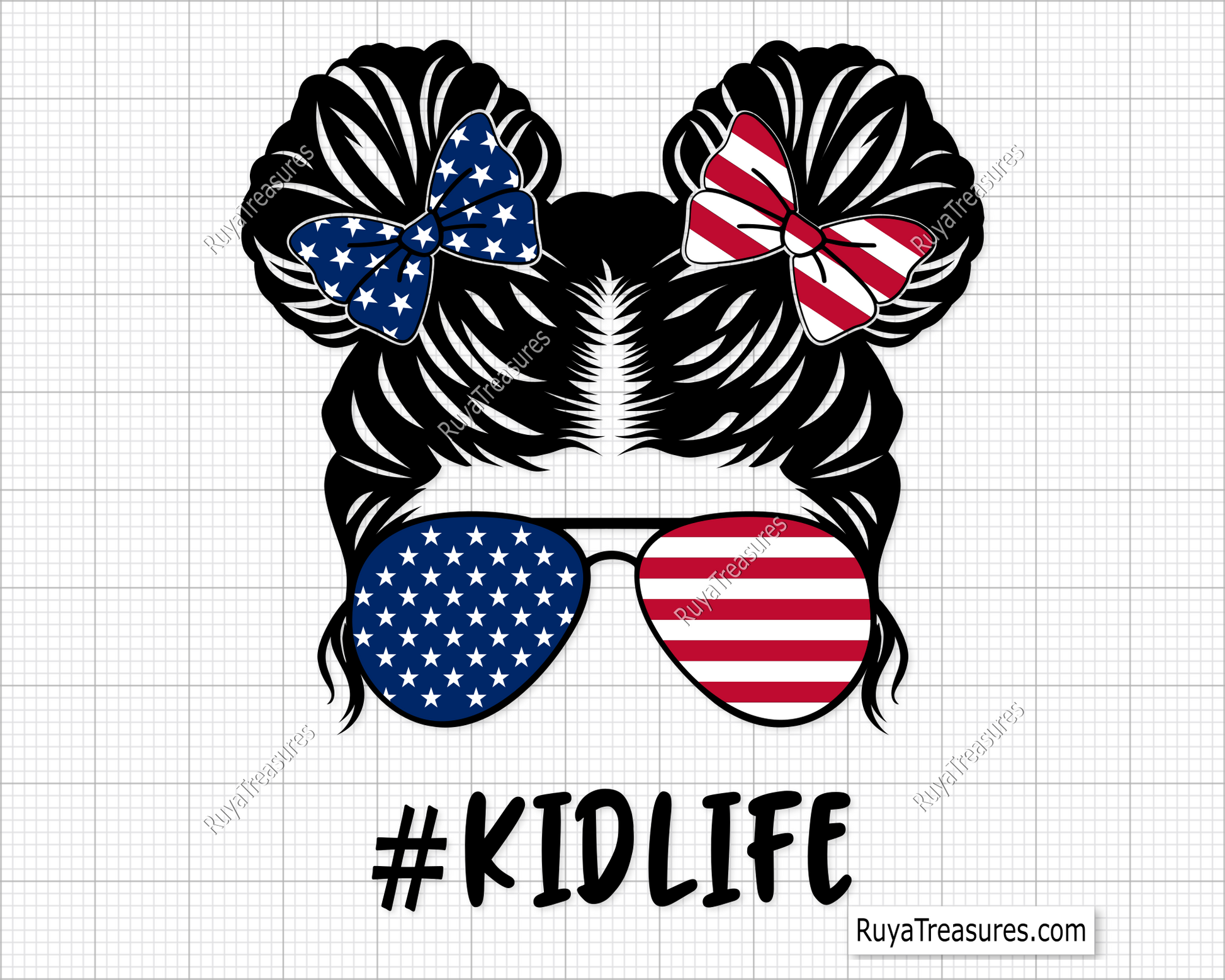 American Kidlife Messy Bun svg
