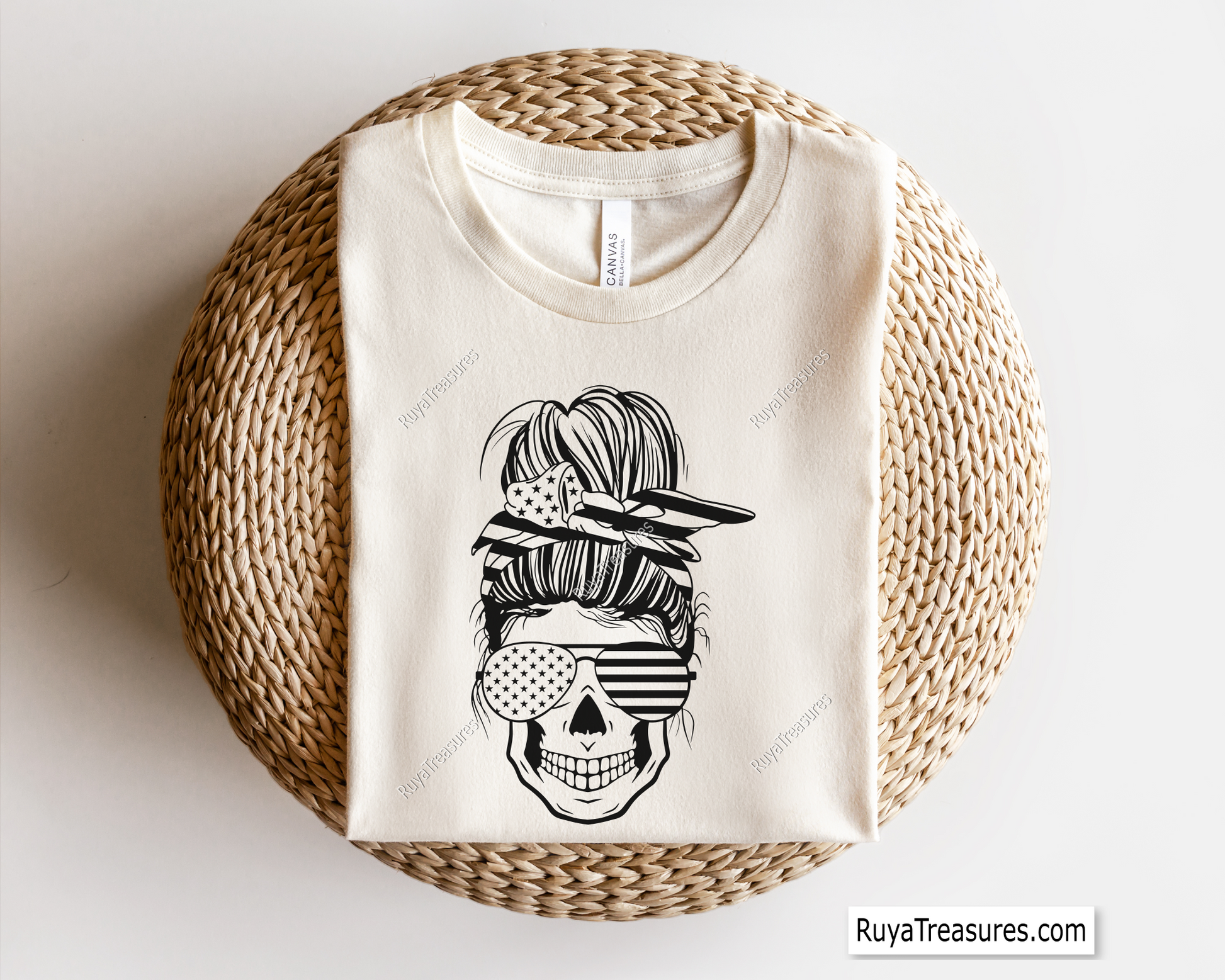 American USA Messy Bun Svg