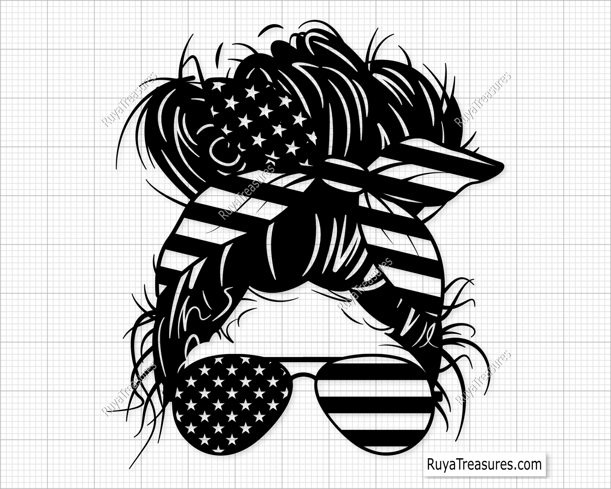 4th of July Messy Bun svg