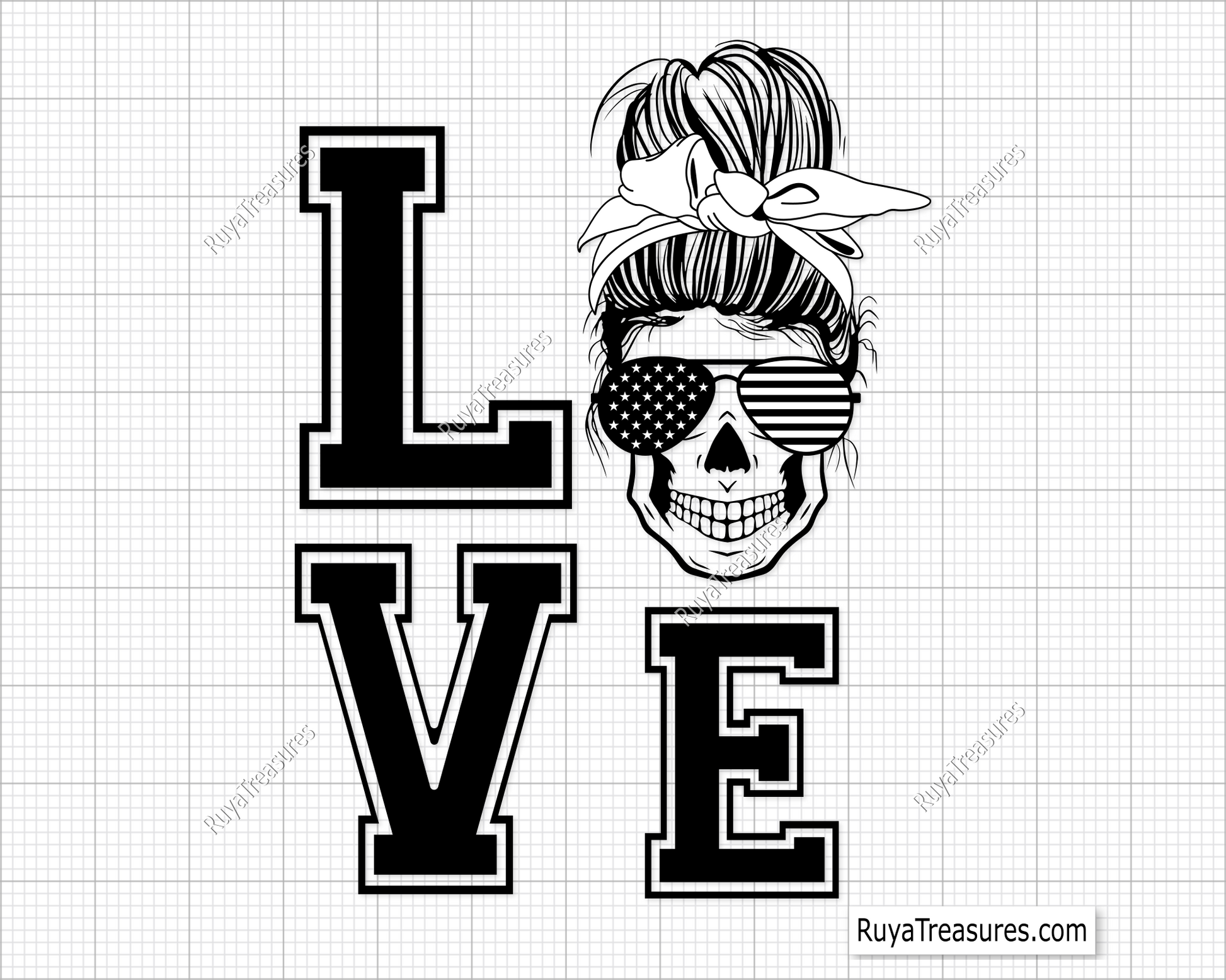 Love Messy Bun American svg
