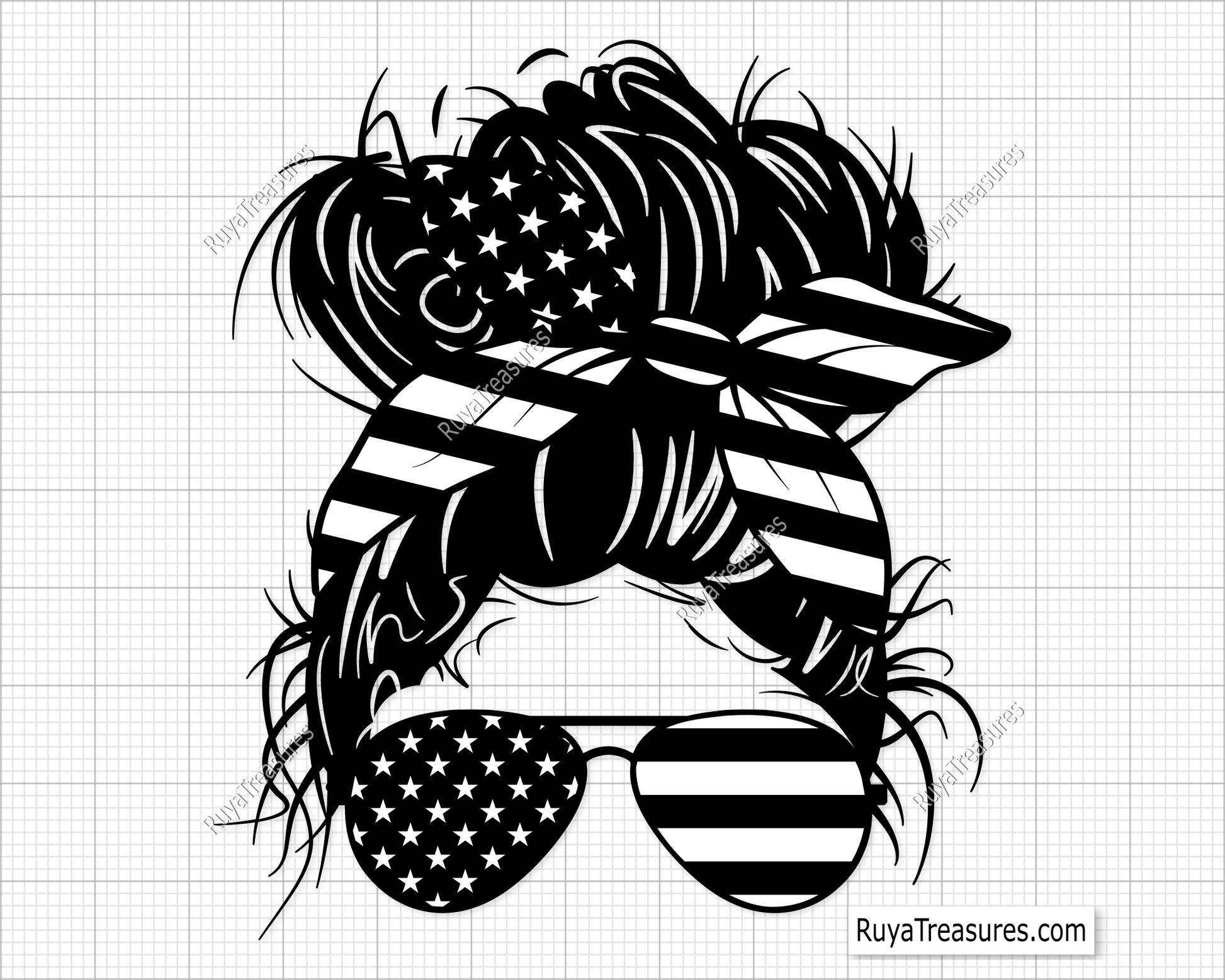 4th of July Messy Bun svg