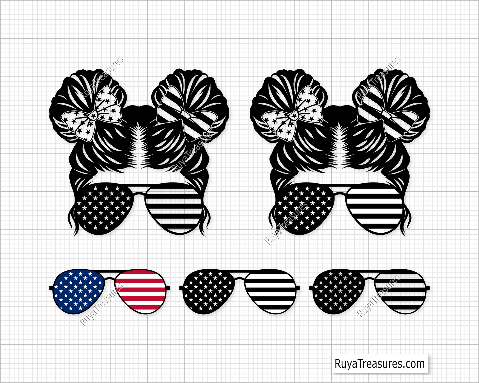American Kidlife Messy Bun svg