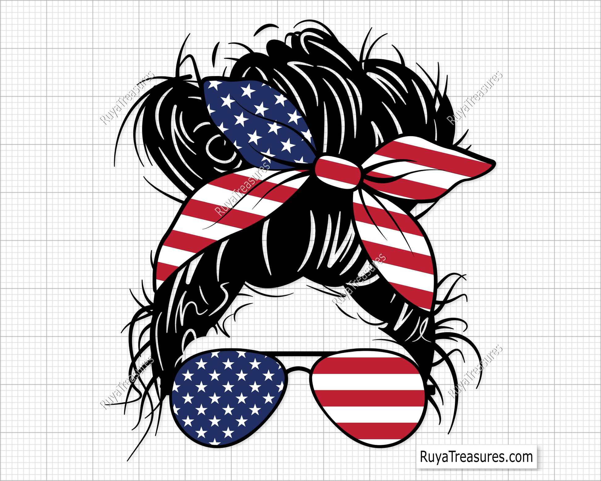 4th of July Messy Bun svg