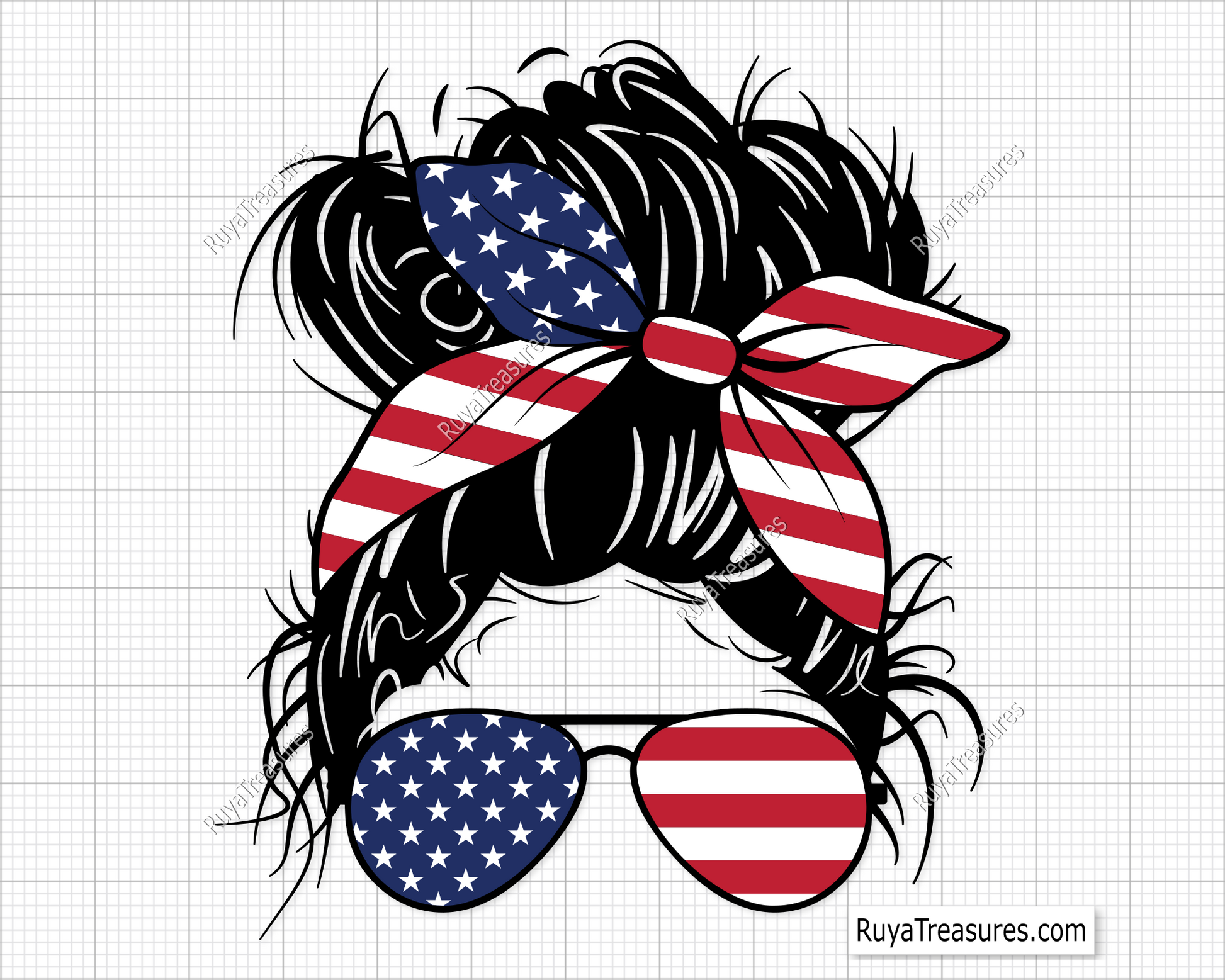 4th of July Messy Bun svg