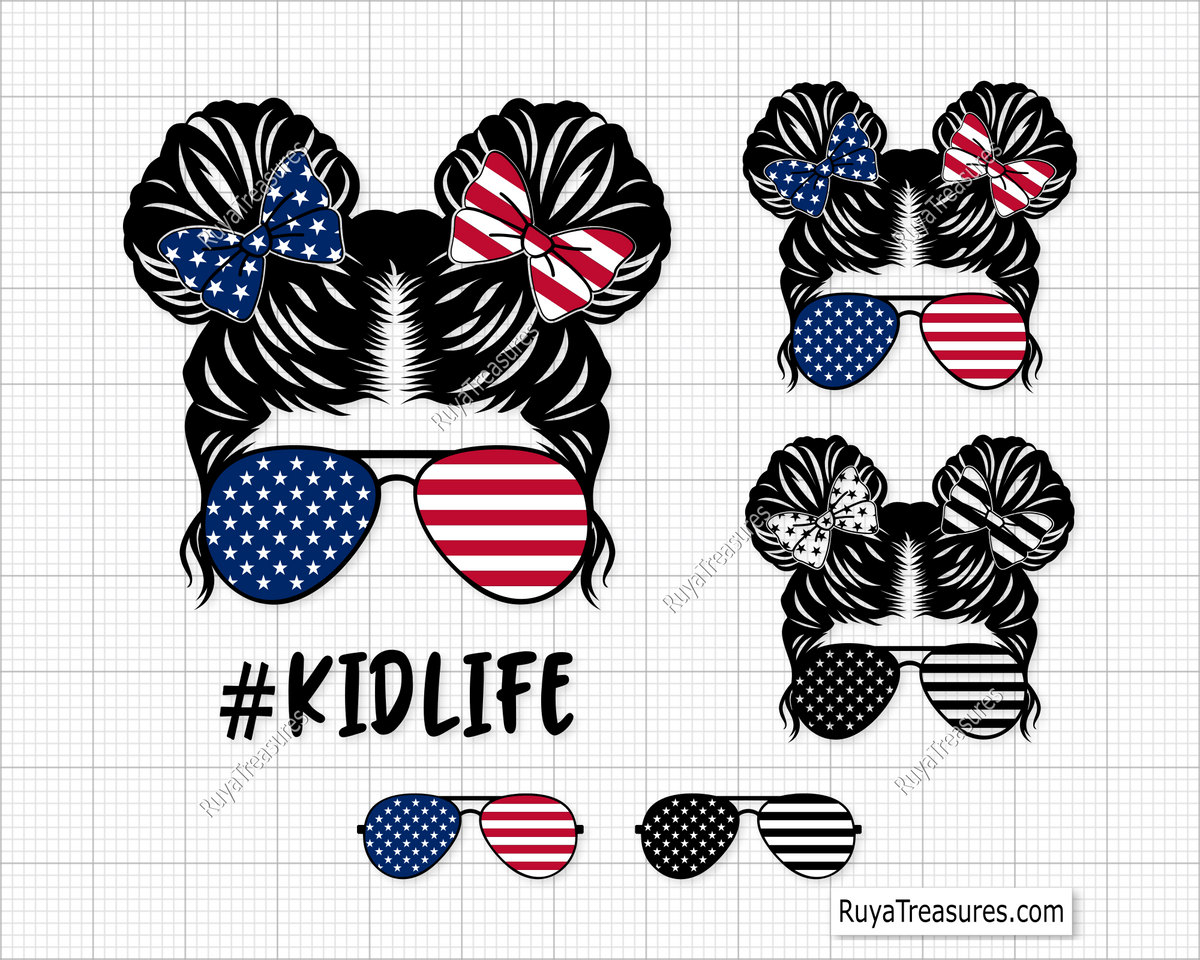 American Kidlife Messy Bun svg