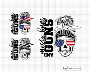 Messy Bun and Guns svg