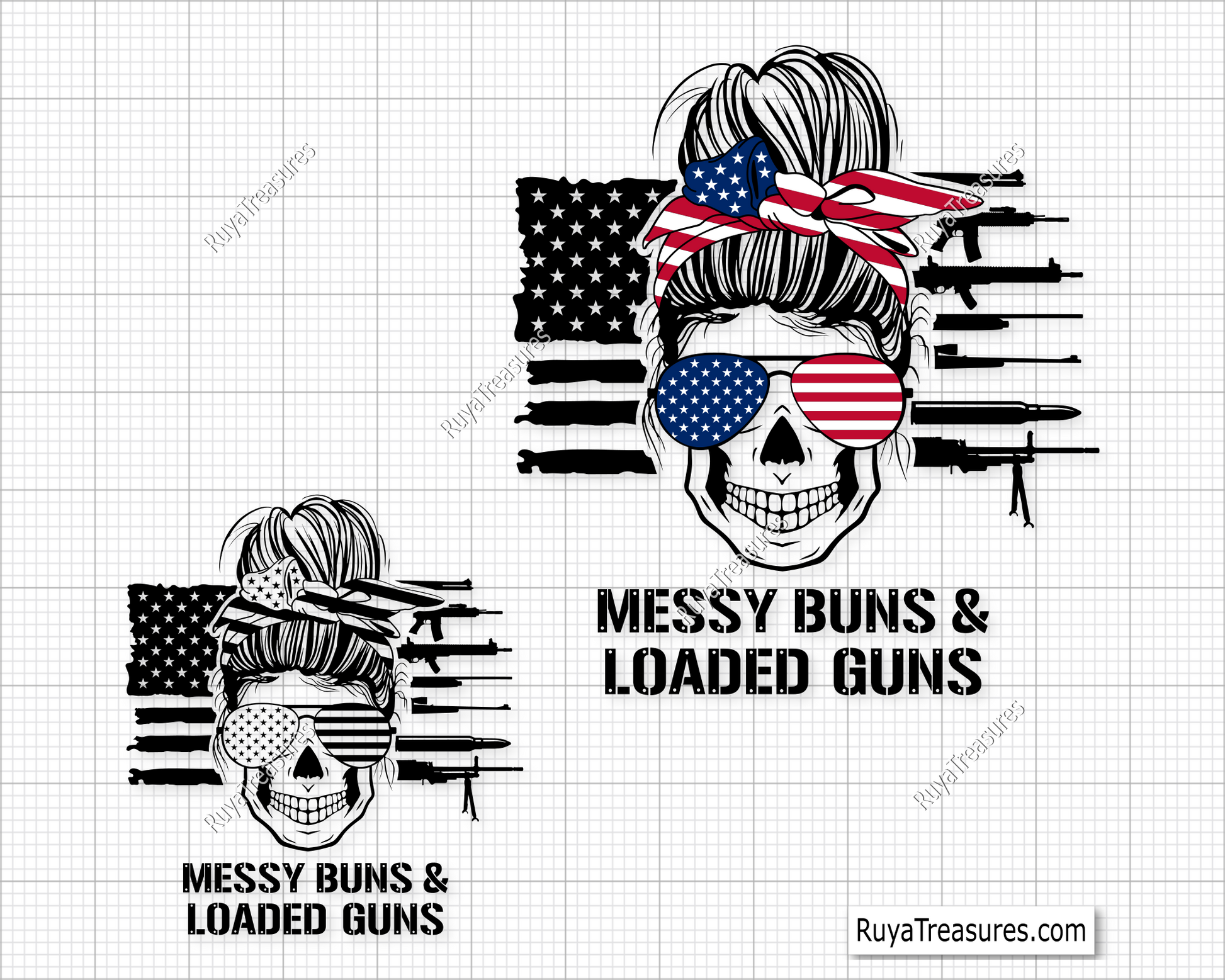 Messy Bun and Loaded Guns svg 