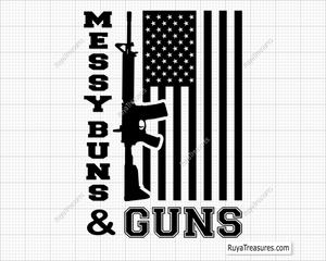 Messy Bun and Guns svg