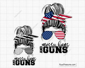 Messy Bun and Guns svg