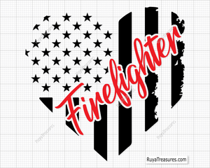 Firefighter Heart Svg design for Cricut and Silhouette