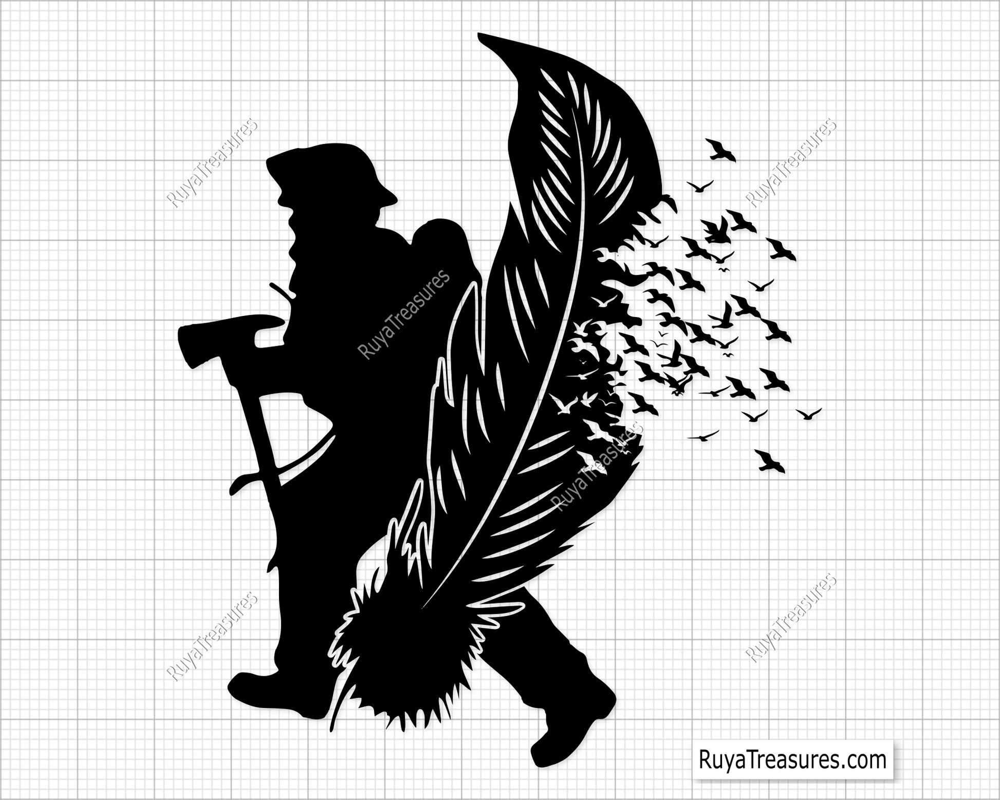 Feather Firefighter Svg design for Cricut and Silhouette