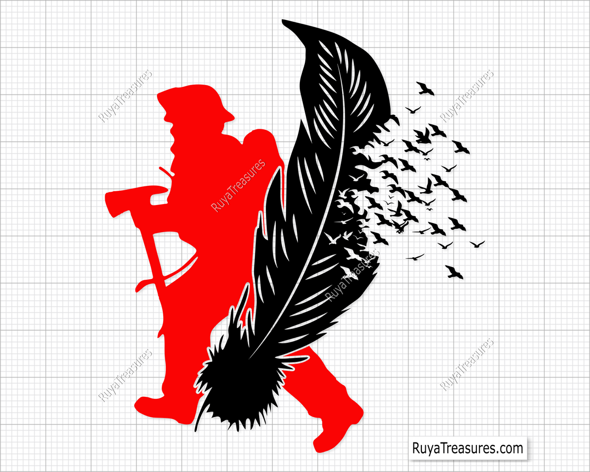 Feather Firefighter Svg design for Cricut and Silhouette