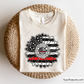 firefighter sunflower design with thin red line and fire dept badge for shirts decals gifts and firefighter support projects