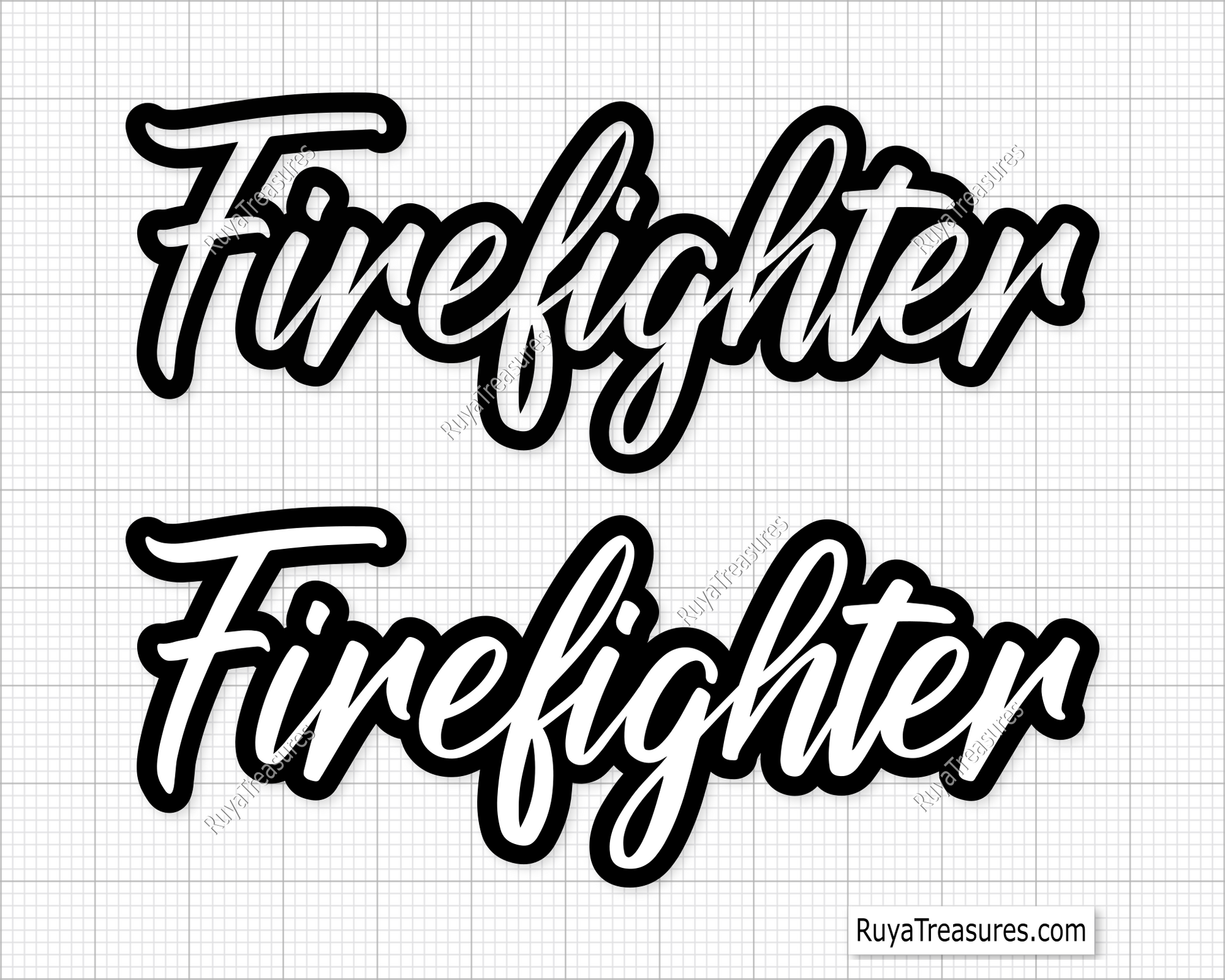 A digital image showing the text 'Firefighter' in bold, capital letters, designed for use in various crafting software like Cricut and Silhouette.