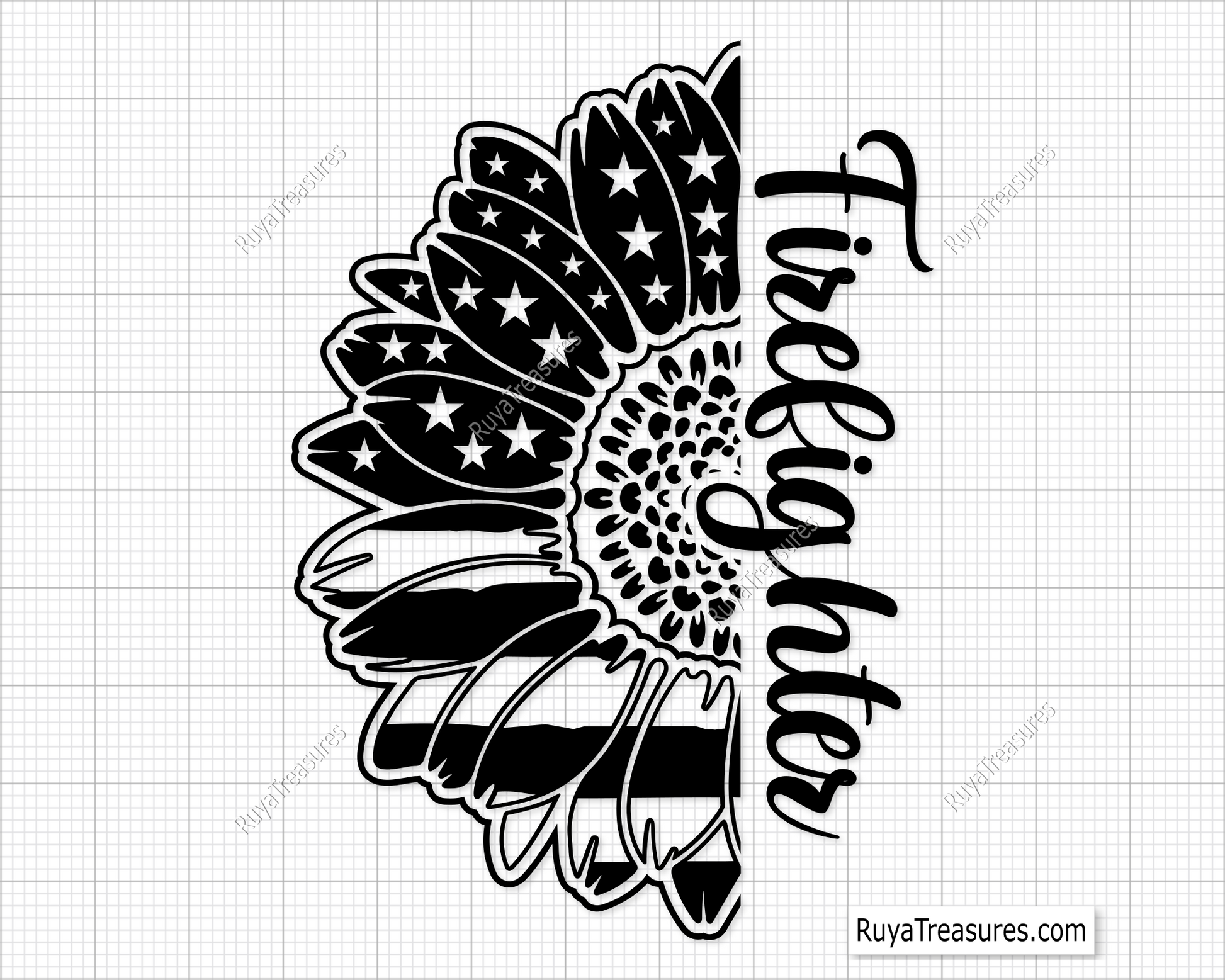 firefighter sunflower usa flag design for fire wife shirts decals and gifts