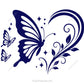 Elegant butterfly floral composition in heart shape for apparel and vinyl cutting