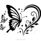 Cute butterfly heart floral swirl design with elegant decorative leaves and sparkles