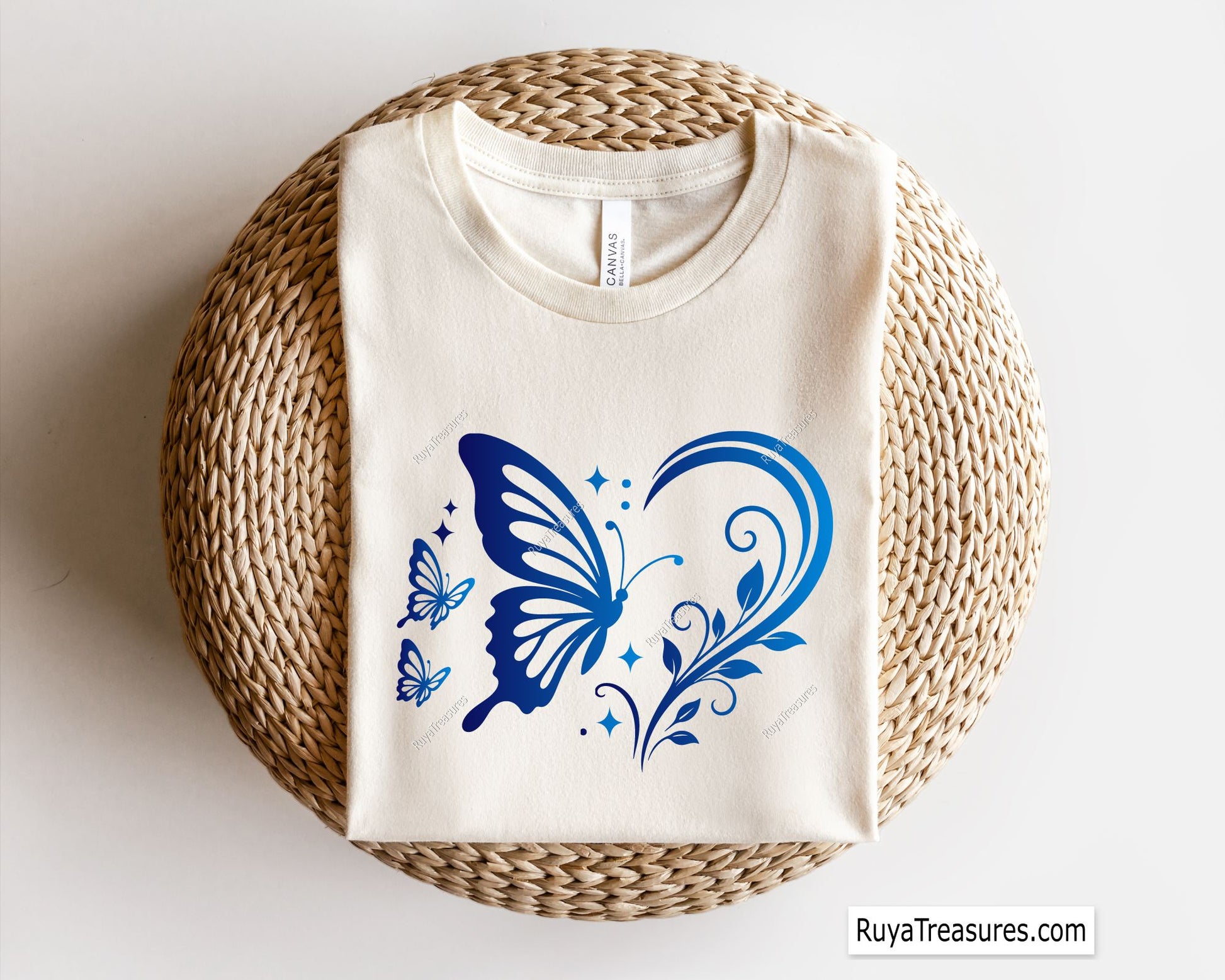 Butterfly and floral heart shape design for feminine craft projects and decals