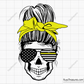 American Sunflower Messy Bun Yellow Line svg