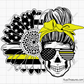 American Sunflower Messy Bun Yellow Line svg