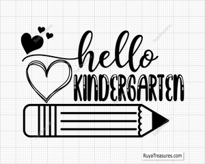 Hello Kindergarten SVG PNG, a fun and cheerful first-day-of-school design perfect for shirts, classroom decor, and kids' crafts.